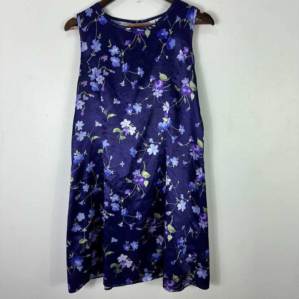 Los Angeles Gal Dress S Purple Floral Sleeveless Vtg 90s Fairy Grunge Cottage